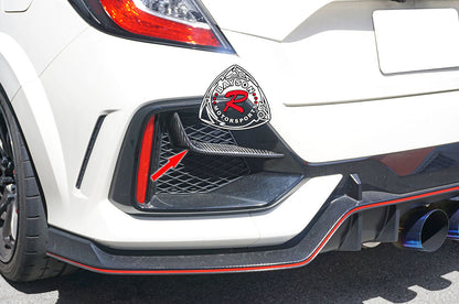Rear Bumper Vent Trim (Dry Carbon - Gloss) For 2020-2021 Honda Civic Type R (FK8)