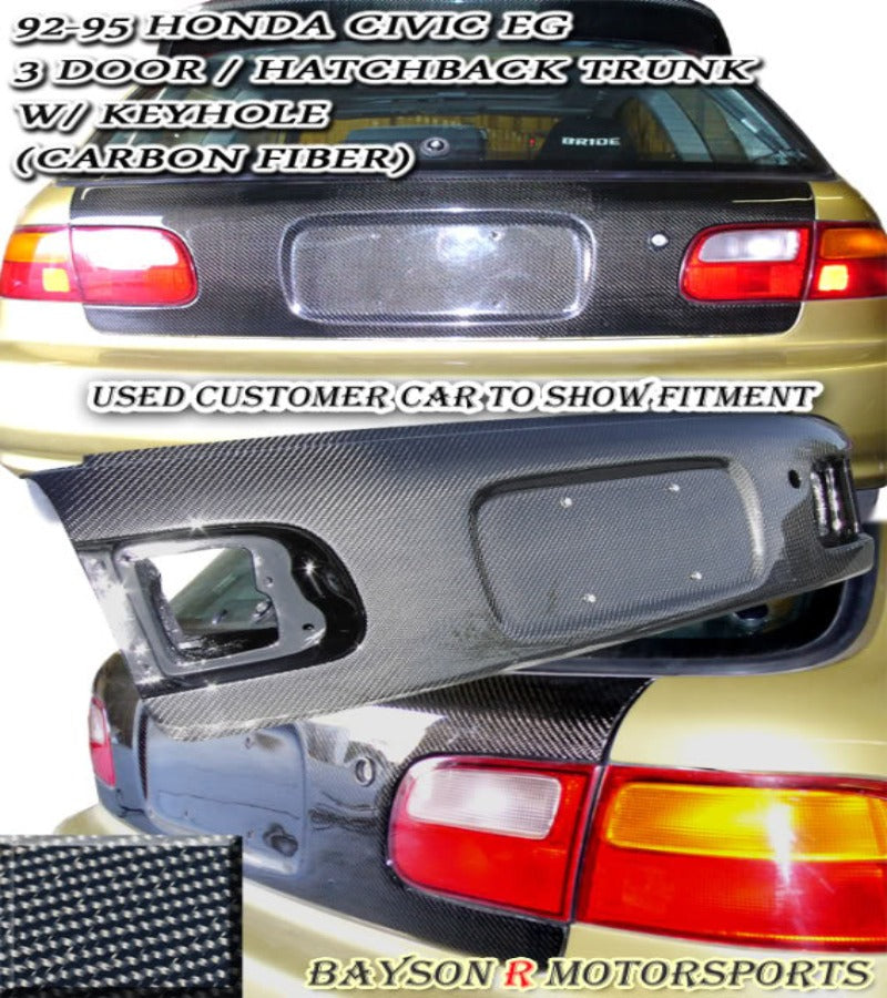 Trunk Lid w/ Keyhole (Carbon Fiber) For 1992-1995 Honda Civic (3Dr Hatchback)