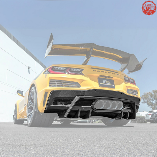 2023-Up Corvette C8 Z06 dry CARBON FIBER Rear Bumper Finned Diffuser