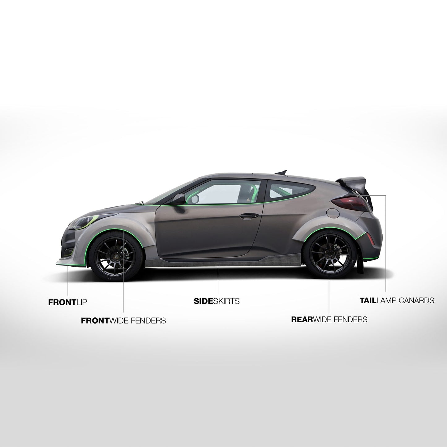 2012-2017 Hyundai Veloster C-FX Fiberglass Front Over Fenders