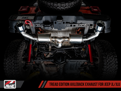 AWE Tread Edition Axleback Dual Exhaust for Jeep JL/JLU 3.6L/2.0T - Chrome Silver Tips