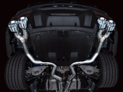 AWE Track Edition Exhaust for S650 Ford Mustang Dark Horse - Quad Chrome Silver Tips