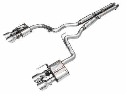 AWE SwitchPath™ Exhaust for S650 Ford Mustang GT Fastback - Quad Chrome Silver Tips