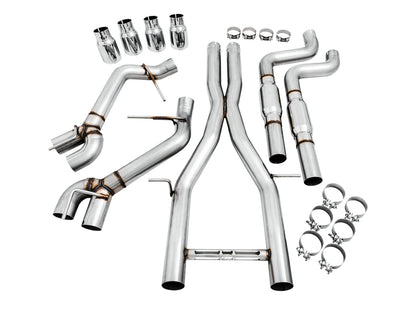 AWE Track Edition Cat-back Exhaust for Gen6 Camaro SS / ZL1 / LT1 - Resonated - Chrome Silver Tips (Quad Outlet)