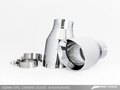 AWE Touring Edition Exhaust for Audi C7 A7 3.0T - Quad Outlet, Chrome Silver Tips