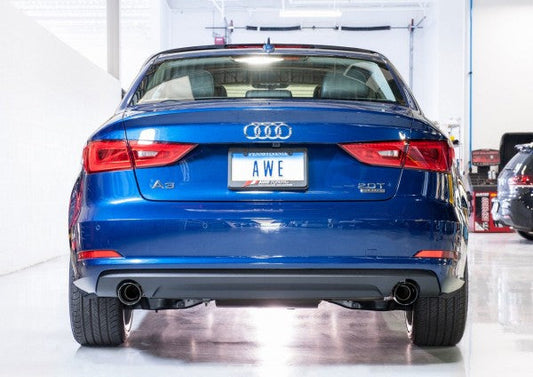 AWE Tuning Audi A3 Touring Edition Exhaust - Dual Outlet, Diamond Black 90 mm Tips