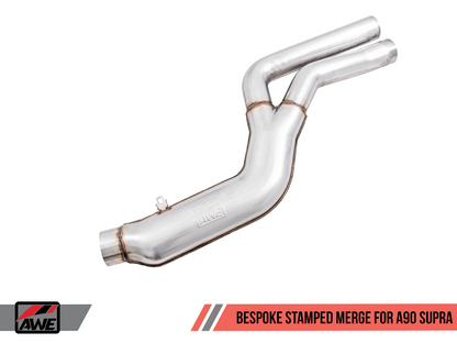 AWE Resonated Touring Edition Exhaust for A90 Supra - 5" Chrome Silver Tips