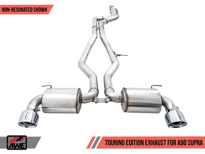 AWE Non-Resonated Touring Edition Exhaust for A90 Supra - 5" Chrome Silver Tips