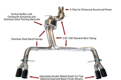 AWE Track Edition Exhaust for Audi B8 S4 3.0T - Diamond Black Tips (102mm)