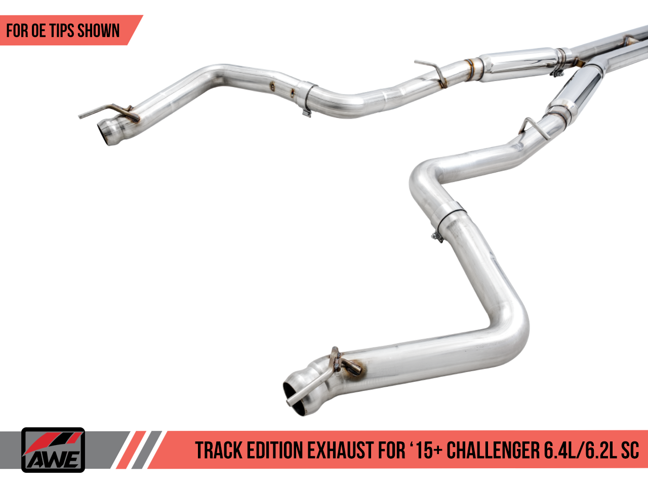 AWE Track Edition Exhaust for 15+ Challenger 6.4 / 6.2 SC - Stock Tips