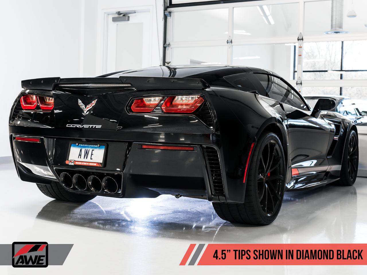 AWE Touring Edition Axleback Exhaust for C7 Corvette without AFM Valves - Z06 / ZR1 / Z51 Manual 17+ / GS Manual -- Diamond Black Tips