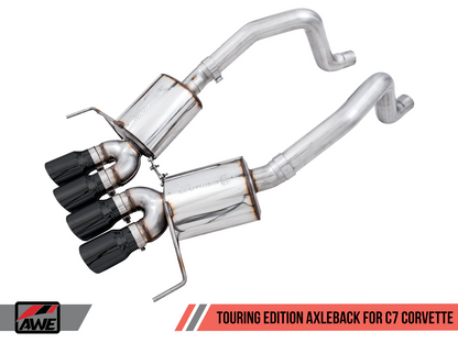 AWE Touring Edition Axleback Exhaust for C7 Corvette without AFM Valves - Z06 / ZR1 / Z51 Manual 17+ / GS Manual -- Diamond Black Tips