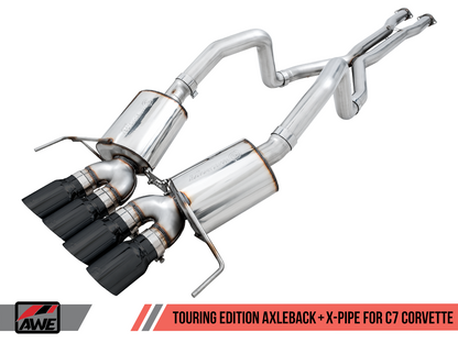 AWE Touring Edition Axleback Exhaust for C7 Corvette without AFM Valves - Z06 / ZR1 / Z51 Manual 17+ / GS Manual -- Diamond Black Tips