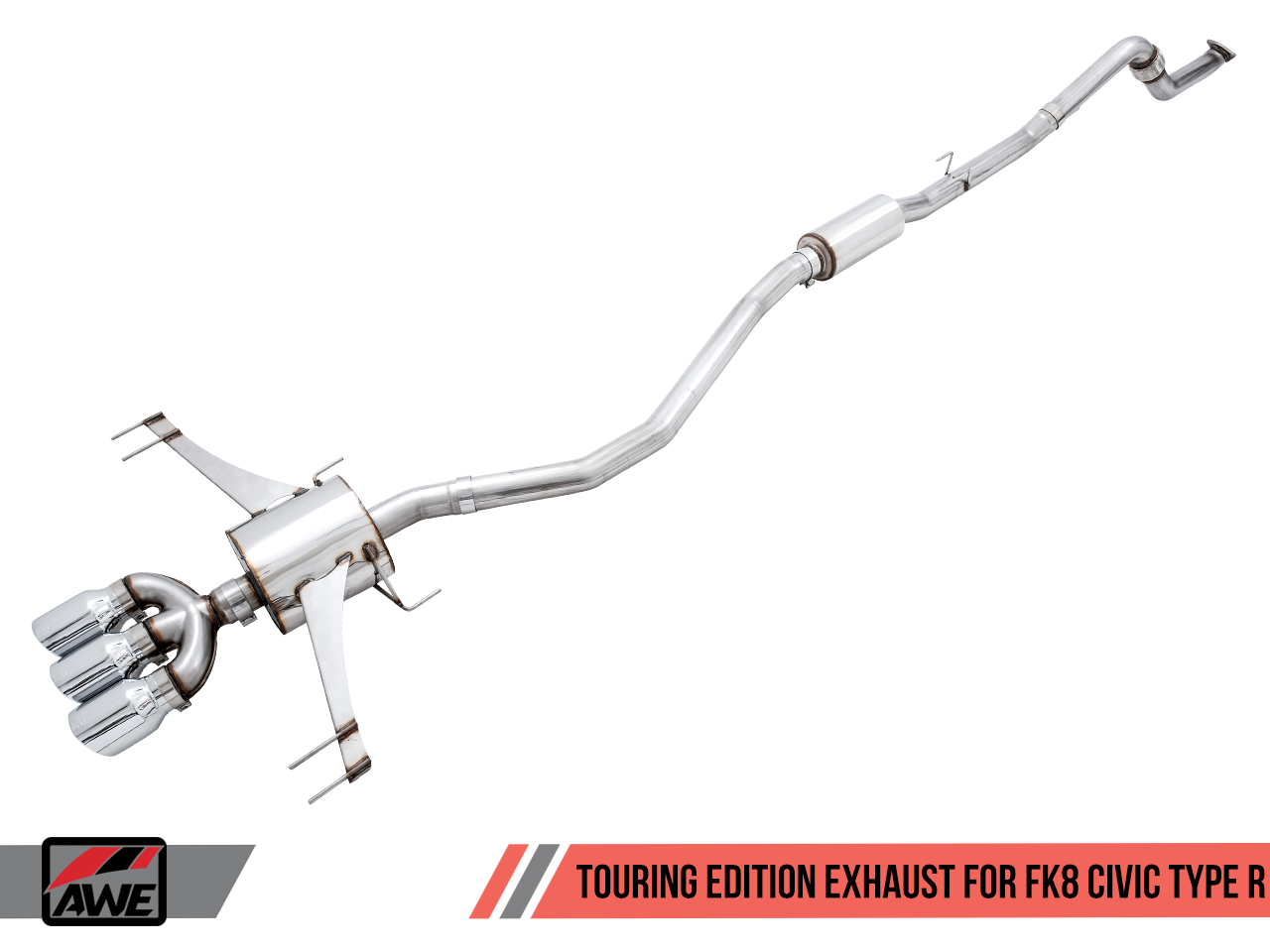 AWE Touring Edition Exhaust for FK8 Civic Type R (includes Front Pipe) - Triple Chrome Silver Tips