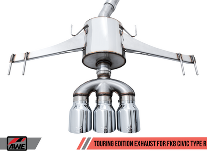 AWE Touring Edition Exhaust for FK8 Civic Type R (includes Front Pipe) - Triple Chrome Silver Tips