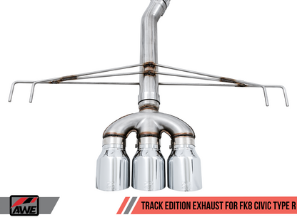 AWE Track Edition Exhaust for FK8 Civic Type R (includes Front Pipe) - Triple Chrome Silver Tips