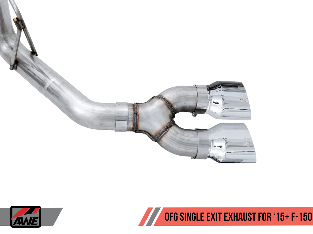 AWE 0FG Single Exit Exhaust for '15-'20 F-150 - 4.5" Chrome Silver Tips