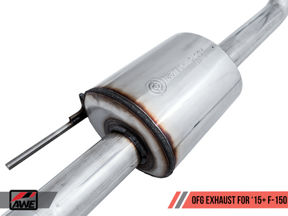 AWE 0FG Single Exit Exhaust for '15-'20 F-150 - 4.5" Chrome Silver Tips