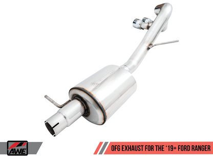 AWE 0FG Exhaust with BashGuard for Ford Ranger - Dual Chrome Silver Tips