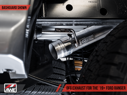 AWE 0FG Exhaust with BashGuard for Ford Ranger - Dual Diamond Black Tips