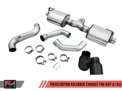 AWE Tread Edition Axleback Dual Exhaust for Jeep JL/JLU 3.6L/2.0T - Diamond Black Tips