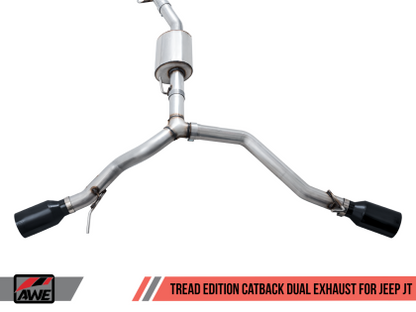 AWE Tread Edition Catback Dual Exhaust for Jeep JT 3.6L - Diamond Black Tips