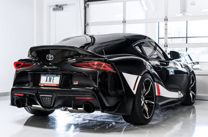 AWE Resonated Touring Edition Exhaust for A90 Supra - 5" Chrome Silver Tips