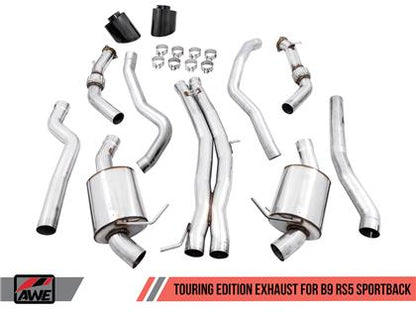 AWE Touring Edition Exhaust for Audi B9 RS 5 Coupe - Non-Resonated - Diamond Black RS-style Tips