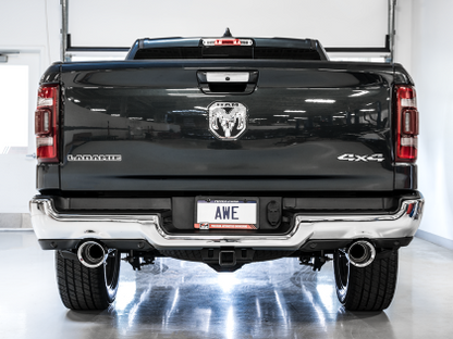 AWE 0FG Dual Rear Exit Catback Exhaust for 5th Gen RAM 1500 5.7L (with bumper cutouts) - Chrome Silver Tips