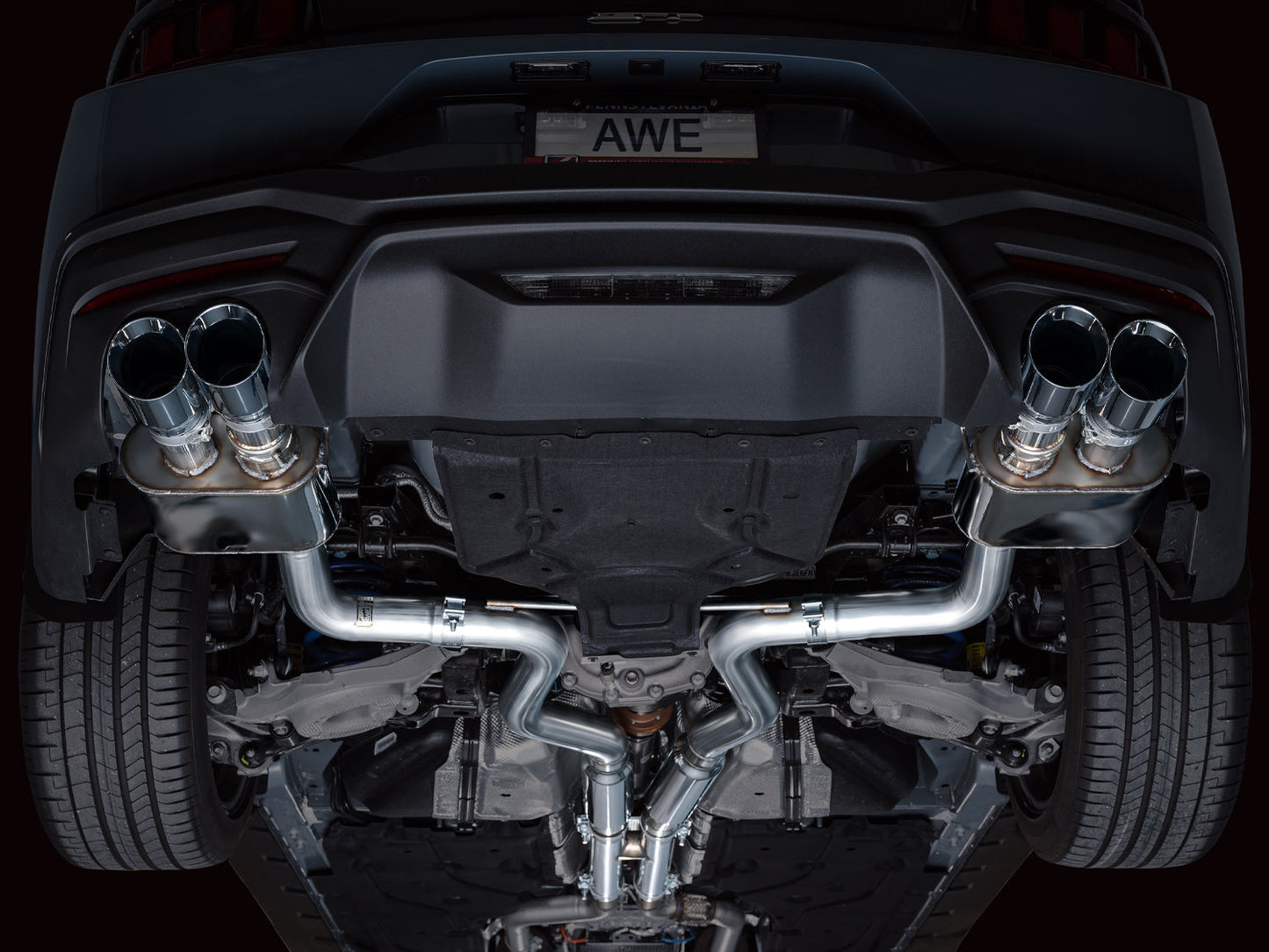 AWE SwitchPath™ Exhaust for S650 Ford Mustang GT Fastback - Quad Chrome Silver Tips