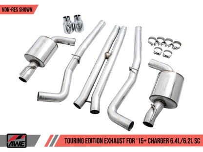 AWE Touring Edition Exhaust for 15+ Charger 6.4 / 6.2 SC - Non-Resonated - Chrome Silver Tips