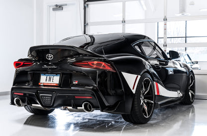 AWE Non-Resonated Touring Edition Exhaust for A90 Supra - 5" Chrome Silver Tips