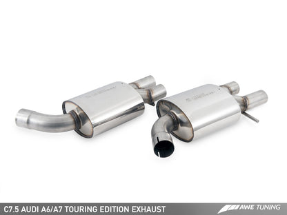 AWE Touring Edition Exhaust for Audi C7.5 A6 3.0T - Quad Outlet, Chrome Silver Tips