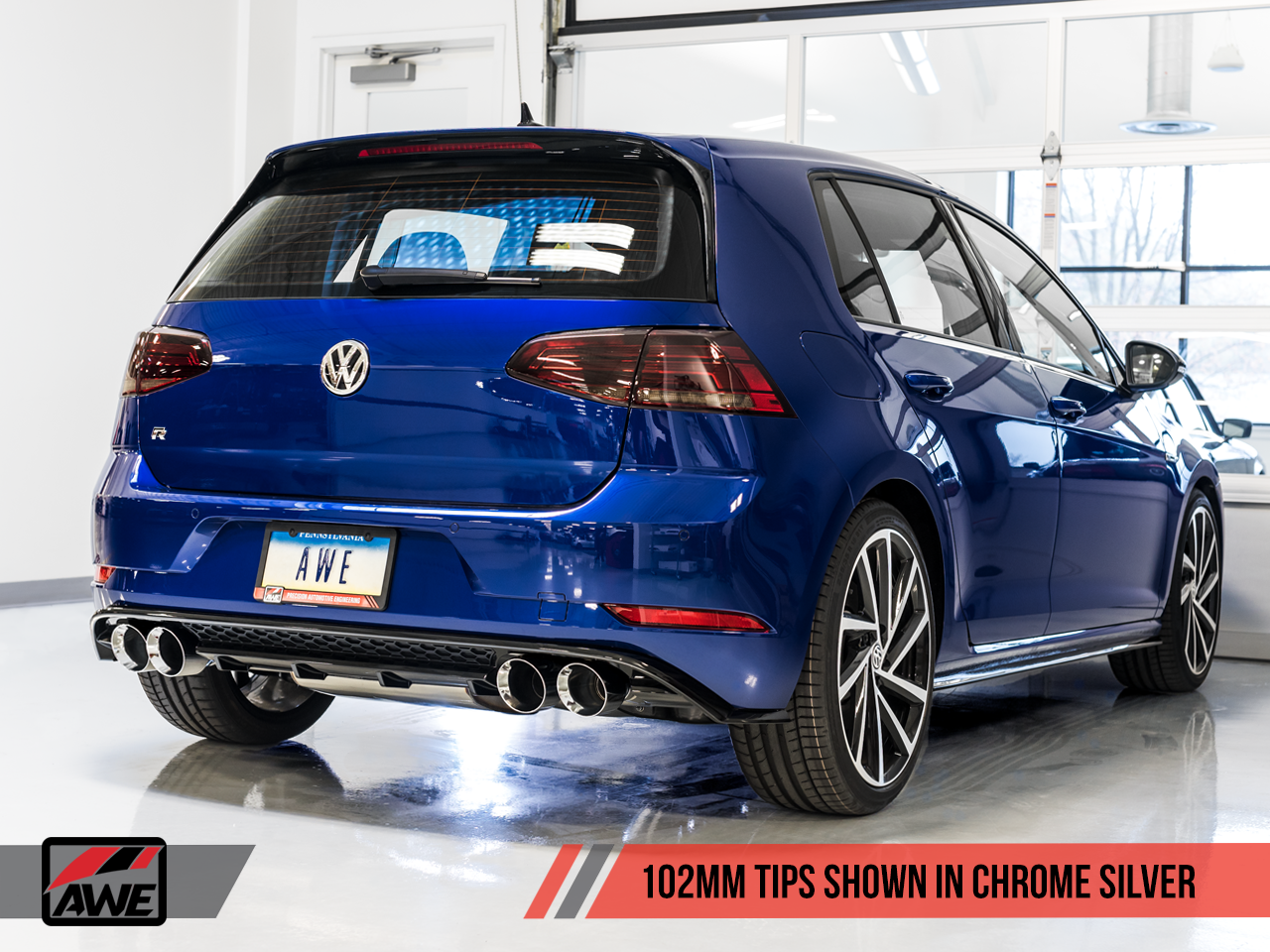 AWE SwitchPath™ Exhaust for MK7.5 Golf R - Chrome Silver 102mm Tips