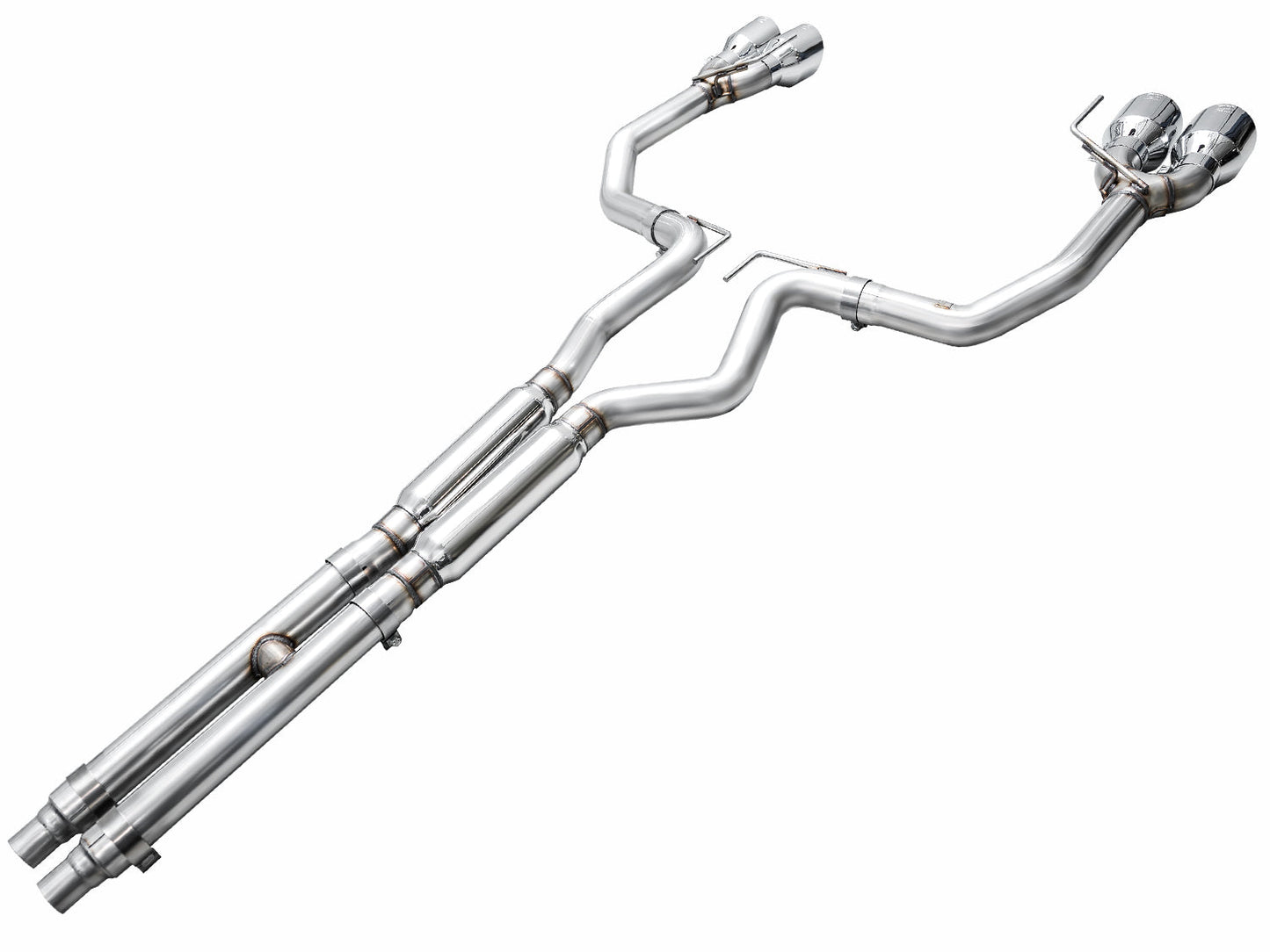AWE Track Edition Exhaust for S650 Ford Mustang Dark Horse - Quad Chrome Silver Tips