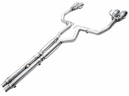AWE Track Edition Exhaust for S650 Ford Mustang Dark Horse - Quad Chrome Silver Tips