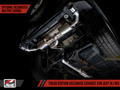 AWE Tread Edition Axleback Dual Exhaust for Jeep JK/JKU 3.6L - Chrome Silver Tips