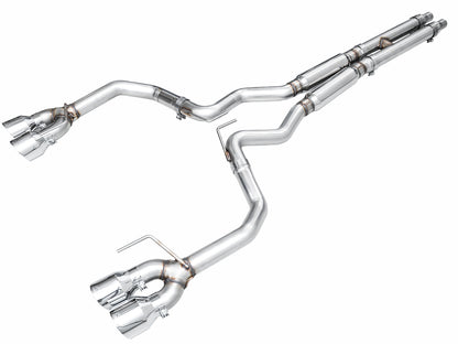 AWE Track Edition Exhaust for S650 Ford Mustang GT Fastback - Quad Chrome Silver Tips