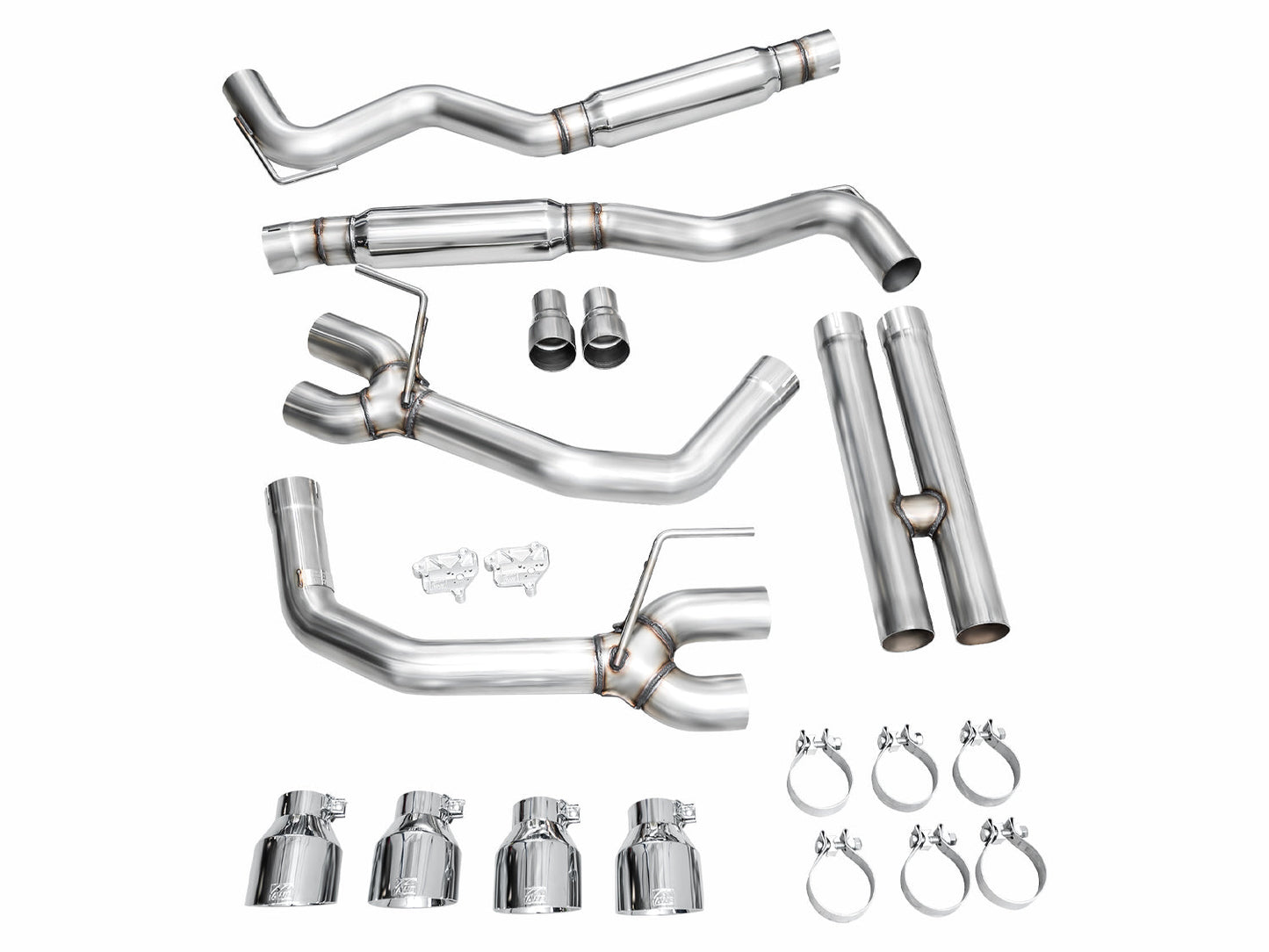 AWE Track Edition Exhaust for S650 Ford Mustang GT Fastback - Quad Chrome Silver Tips