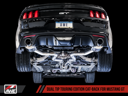 AWE Touring Edition Cat-back Exhaust for S550 Mustang GT - Chrome Silver Tips