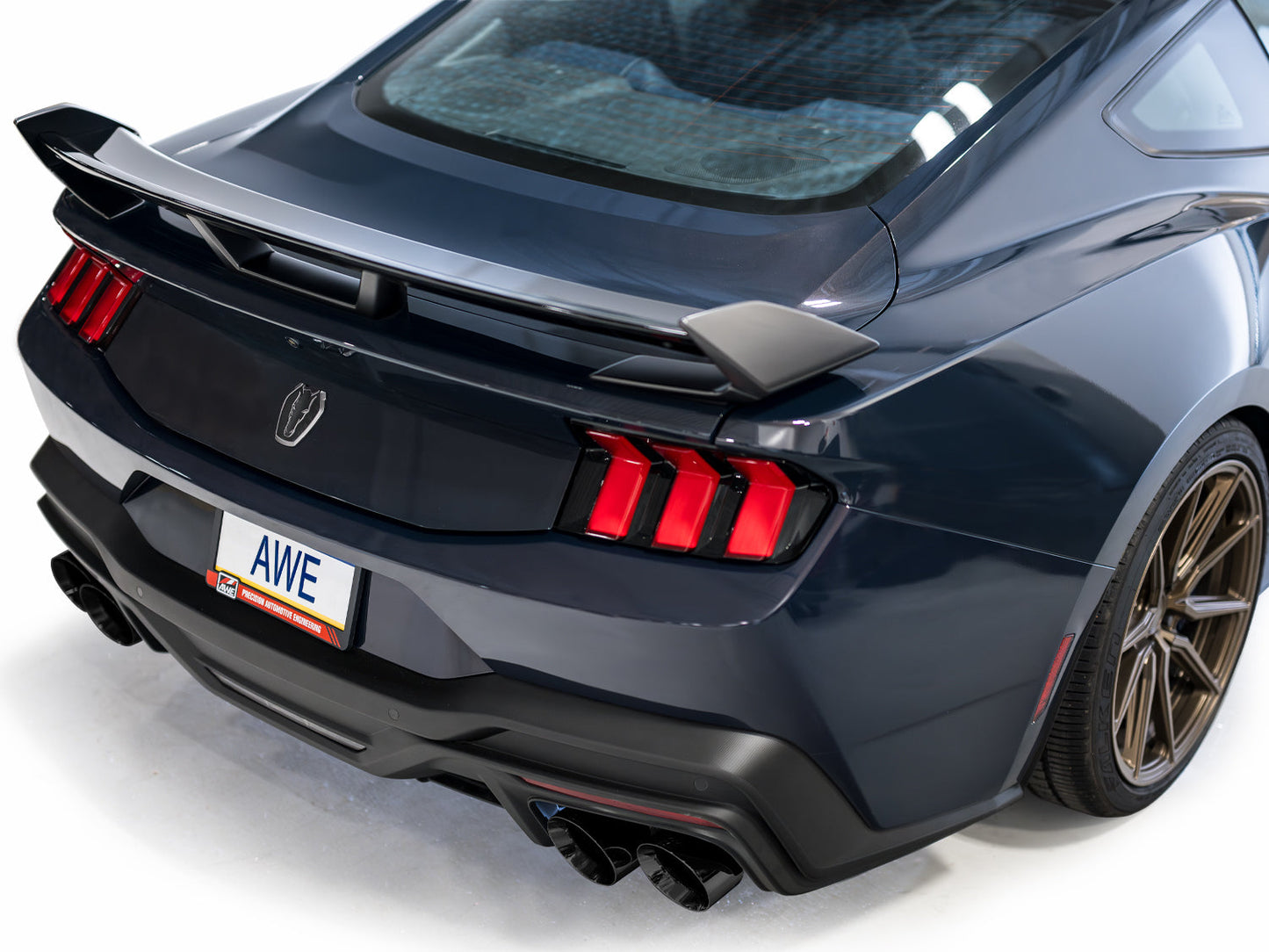 AWE Track Edition Exhaust for S650 Ford Mustang Dark Horse - Quad Diamond Black Tips