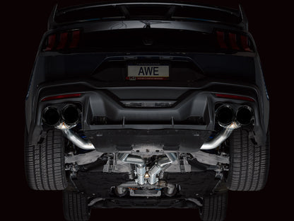 AWE Track Edition Exhaust for S650 Ford Mustang Dark Horse - Quad Diamond Black Tips