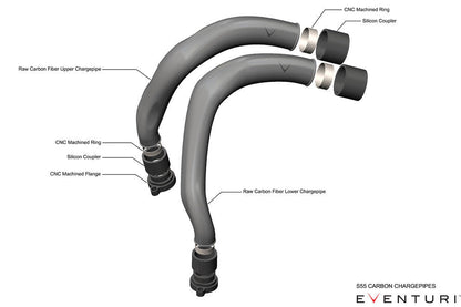 Eventuri BMW F8X M2C M3 M4 S55 Black Carbon Charge Pipe Set - Gloss