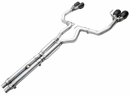 AWE Track Edition Exhaust for S650 Ford Mustang Dark Horse - Quad Diamond Black Tips
