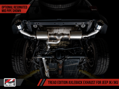 AWE Tread Edition Axleback Dual Exhaust for Jeep JK/JKU 3.6L - Chrome Silver Tips