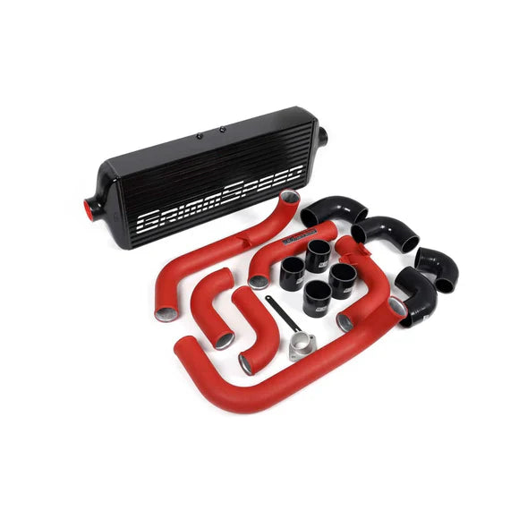 Grimmspeed Front Mount Intercooler Kit Black Coated Inc. Red Piping For Subaru 08-14 WRX
