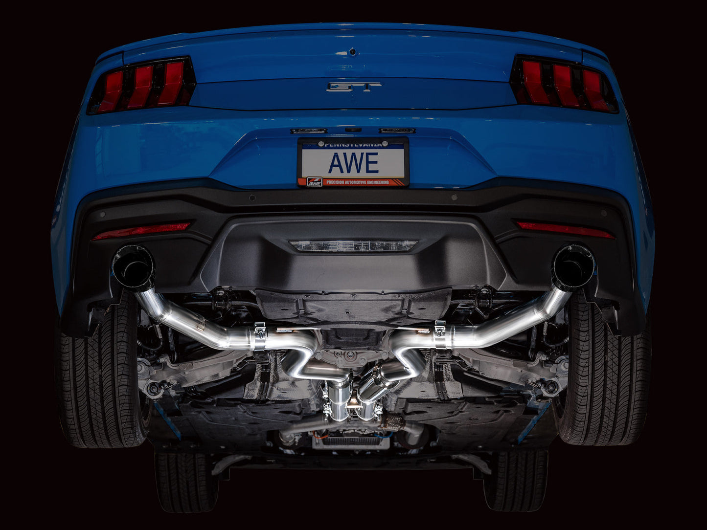 AWE Track Edition Exhaust for S650 Ford Mustang GT Fastback - Dual Diamond Black Tips