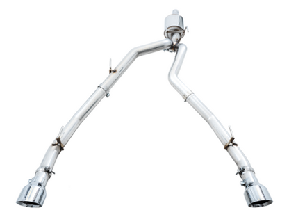 AWE 0FG Dual Rear Exit Catback Exhaust for 4th Gen RAM 1500 5.7L (with bumper cutouts) - Chrome Silver Tips