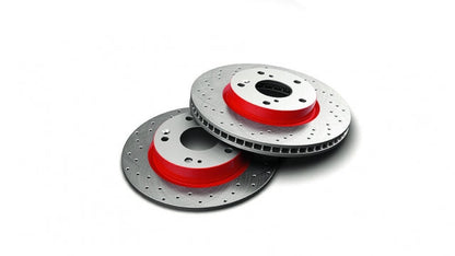 Genuine Honda 2017-2021 Honda Civic Hatchback HFP Front Brake Drilled Rotor Disc Set