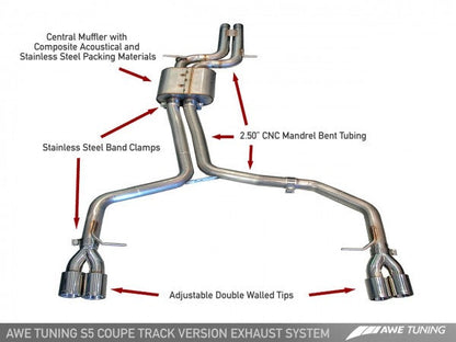 AWE Tuning S5 4.2L Track Edition Exhaust System - Polished Silver Tips
